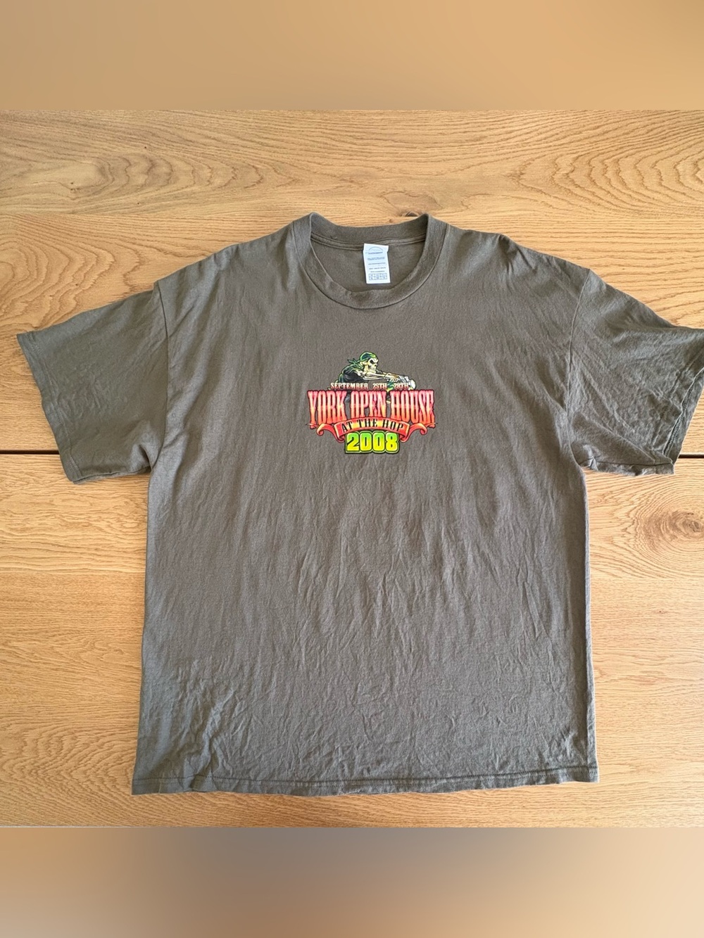 Vintage 2008 York Open House At The Hop Biker T-Shirt XL Skeleton Motorcycle